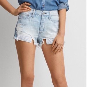 American Eagle jean shorts size 4 striped pockets